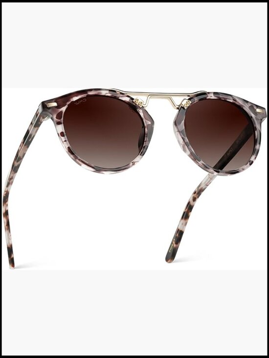 Polarized Round Retro Double-Bridge Vintage Sunglasses with Stainless Steel main image 5
